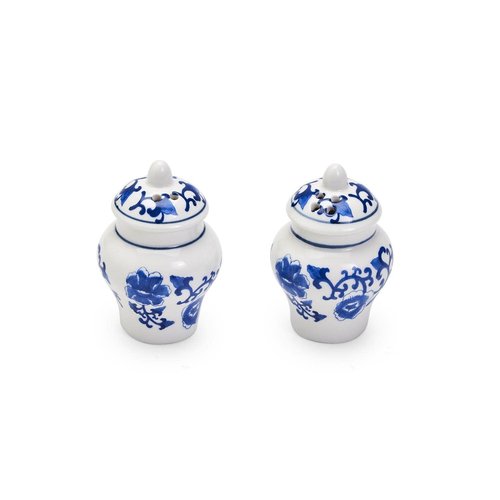 Two's Company Chinoiserie Mini Ginger Jar Salt and Pepper Shaker Set in Gift Box