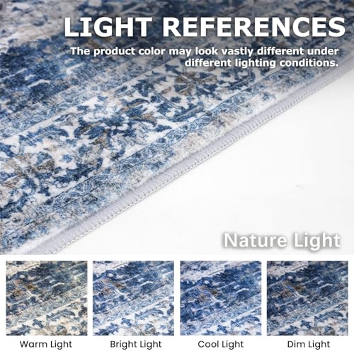 2x5 Ft Washable Boho Runner Rug - Non-Slip Vintage Oriental Floor Carpet