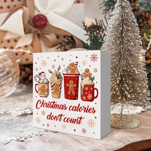Christmas Wooden Sign Decor - Holiday Gingerbread Bakery Kitchen Accent