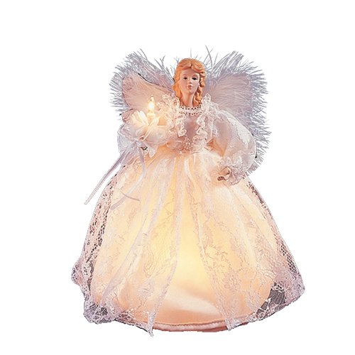Kurt Adler 10-Light 9-Inch White Angel Treetop Decoration