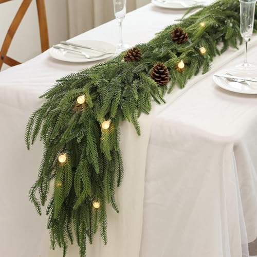 1Pcs 6ft Artificial Norfolk Pine Garland for Mantel - Fuller Realistic Home Decor