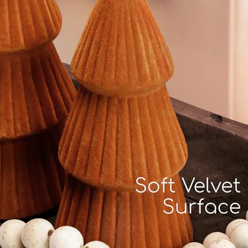 MOREDOTS Velvet Christmas Trees Set of 3 Indoor Holiday Decor - Modern Cone Design