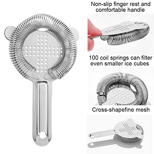 6 Pack Stainless Steel Cocktail Strainers with Spring for Bartenders & Home Mixology