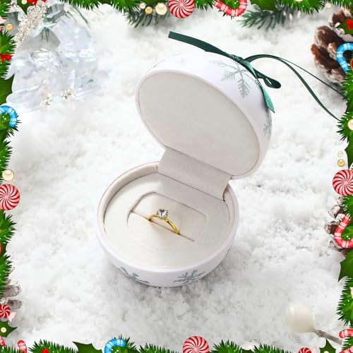 Engagement Christmas Ornament Box - Snowball Ring Keepsake by Huquary