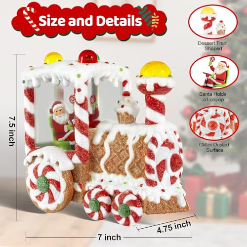 Christmas Dessert Train Snow Globe Lantern - Lighted Santa Water Globe with Timer