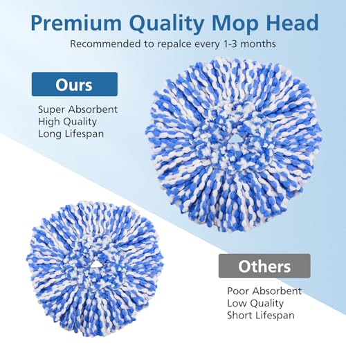 Microfiber Spin Mop Replacement Heads for 2-Tank System - 4 Pack