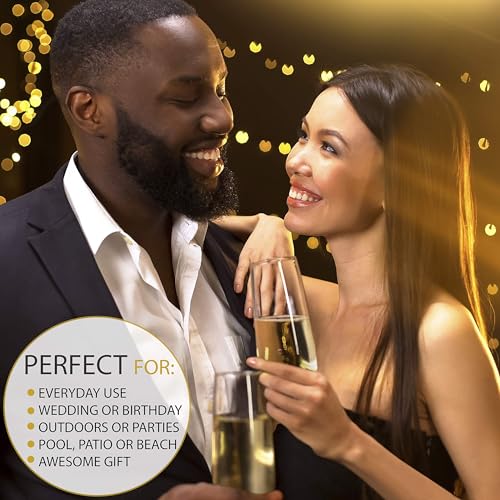 Bravario Heavy Duty Unbreakable Stemless Champagne Flutes Set of 8, 8.5 oz BPA-Free Tritan Glasses