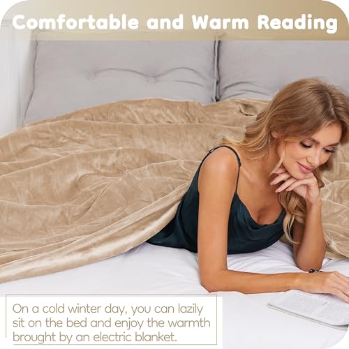 Electric Heated Blanket Twin Size - Ultra Soft Flannel, 4 Heat Settings, 10-Hour Auto Shutoff