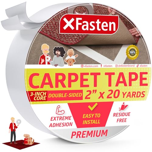 Double Sided Carpet Tape for Area Rugs - Heavy Duty Residue-Free 2" x 20 Yds