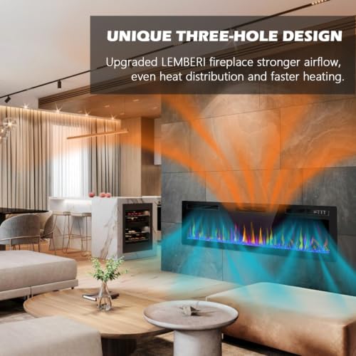 72-Inch Ultra-Thin Electric Fireplace Recessed Wall Mounted Linear Heater