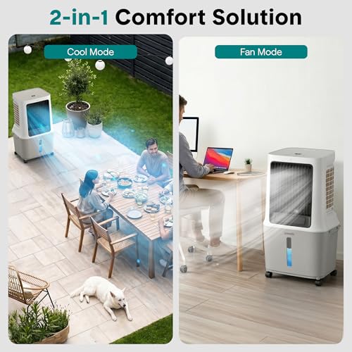 Portable Evaporative Air Cooler 2500 CFM 8-Gallon Tank WiFi Swamp Cooler