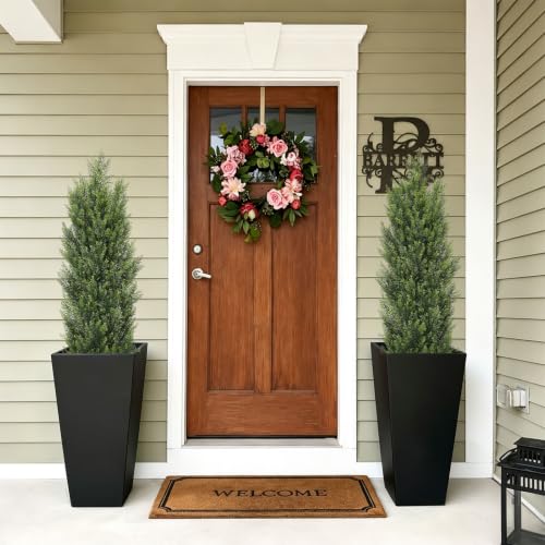4ft Artificial Cedar Topiary Trees, UV Resistant Faux Cypress Set of 2