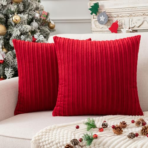 UGASA Velvet Christmas Pillow Covers 26x26 inch Burgundy Pack of 2
