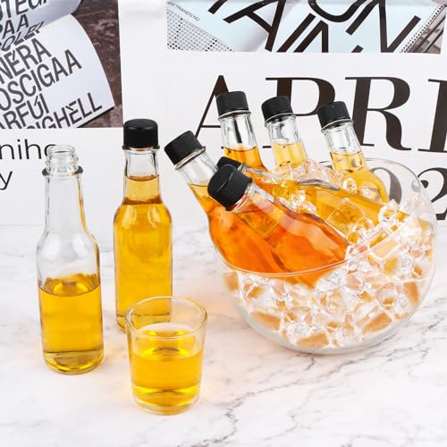 35 Pack 5oz Glass Hot Sauce Bottles with Screw Caps and Funnel