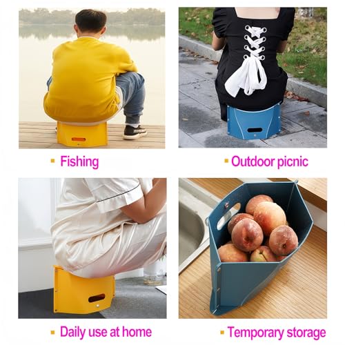 Portable Foldable Stool - Lightweight Collapsible Camping Chair, Dark Blue