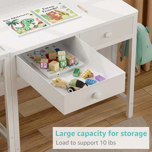 Kids Desk and Chair Set with Bookshelf and Storage Drawers for Ages 3-8