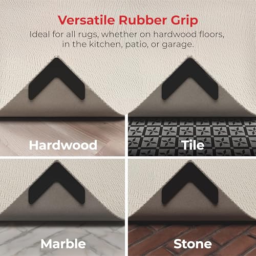V-Shape Rug Corner Grippers, Anti-Curl Rug Weights - 4 Pack