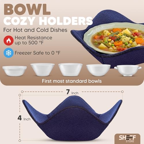 Microwave Bowl Cozy Holders - Set of 4 Heat-Resistant Fabric Bowl Huggers