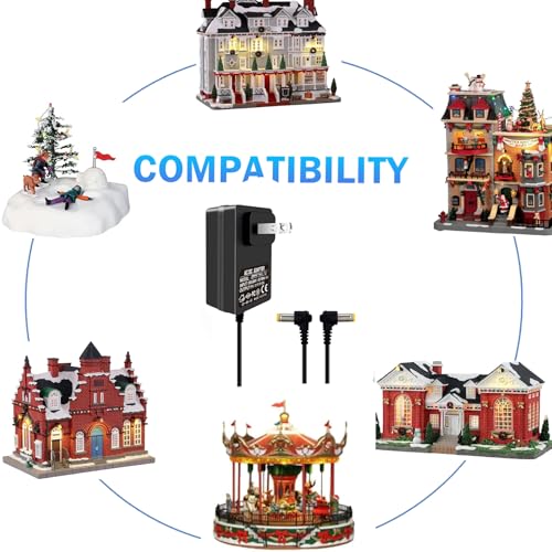4.5V Power Adapter with 3 Output Jacks for Holiday Village Lighting, 2 Pack