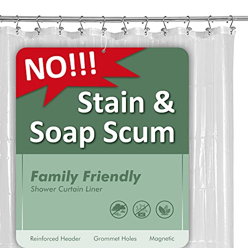 Barossa Design Clear Shower Curtain Liner, Waterproof PEVA, 72"