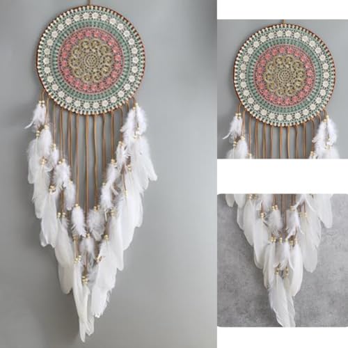 Large Handmade Dream Catcher Wall Hanging with White Feathers 12 Inch