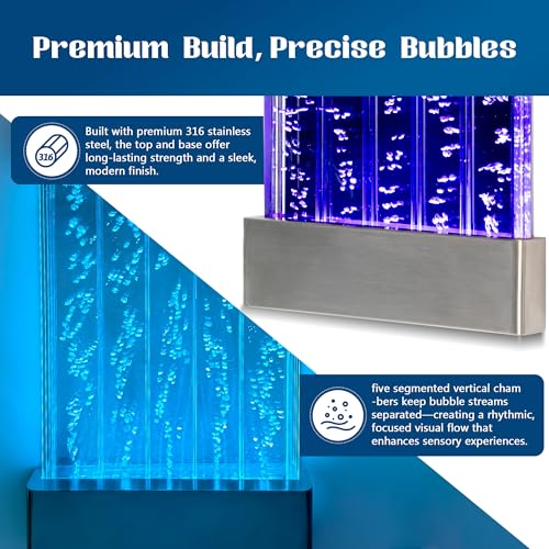 LED Sensory Bubble Wall Panel - 24"x16" Stainless Steel Therapy Light