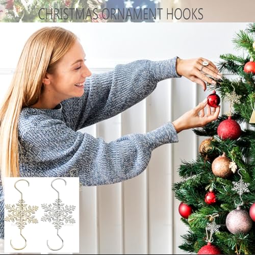 Snowflake Christmas Ornament Hooks - 20 Pack Metal Tree Wire Hangers