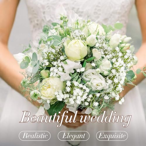 White Baby's Breath Artificial Flowers - 6 Pcs Faux Gypsophila Bouquet