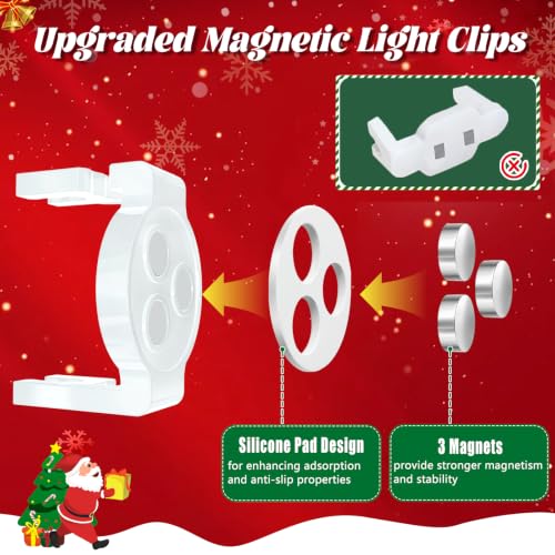 UQM Clear 200 Pack Magnetic Christmas Light Clips for C9 C7 Sockets – Strong Magnet & Anti-Slip Design