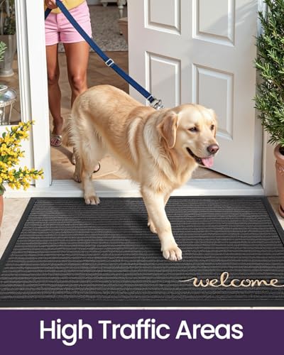 Heavy Duty Front Door Mat 24x36 - Non-Slip Outdoor Entryway Rug