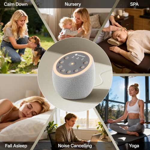 Dual-Speaker White Noise Machine for Sleep - 40 Sounds & 8 Night Lights