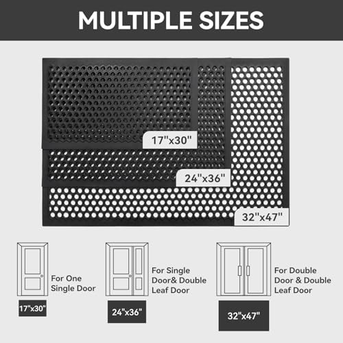 Heavy Duty Rubber Door Mat 17x30 Inch - Non-Slip Waterproof Outdoor Doormat