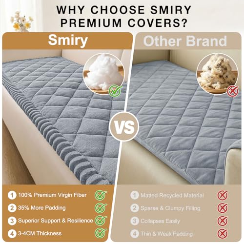 Non-Slip Pet Couch Cover - Washable Plush Sofa Protector (Grey, 27.6" x 59")