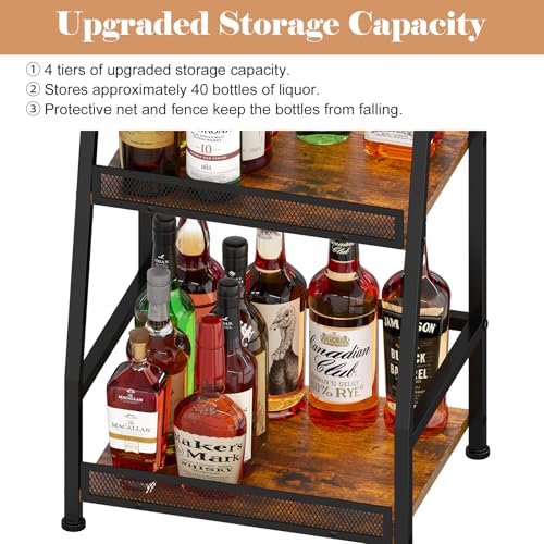 4-Tier Trapezoid Liquor Stand, Freestanding Wine Rack Display Shelf