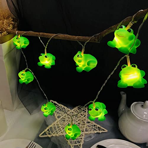 Sezrgiu 1.65m A-Frog Battery-Operated String Light with 10 LEDs for Kids Bedroom & Holiday Decor
