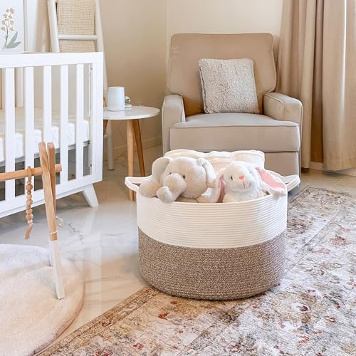 Extra Large Woven Rope Blanket Basket for Living Room and Laundry