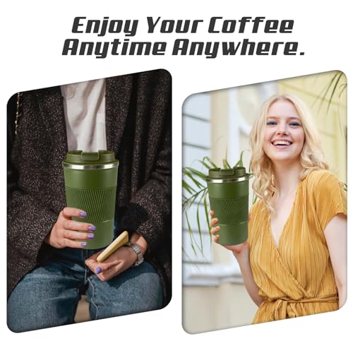 17oz Green Vacuum Insulated Stainless Steel Travel Coffee Mug - Leak Proof with Lid