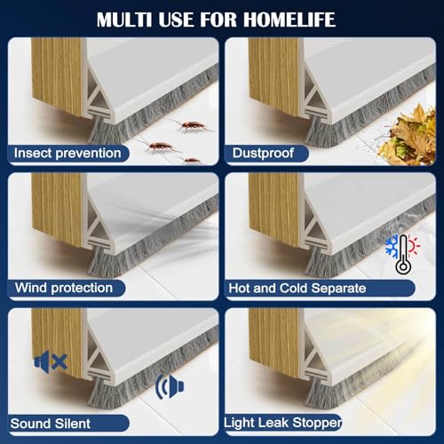 Self-Adhesive Door Draft Stopper - Under Door Brush Weather Seal, 39 Inch