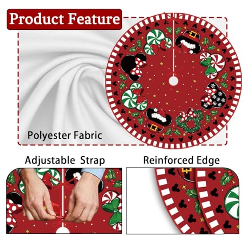 48-Inch Christmas Tree Skirt - Cartoon Mouse Holiday Tree Base Cover