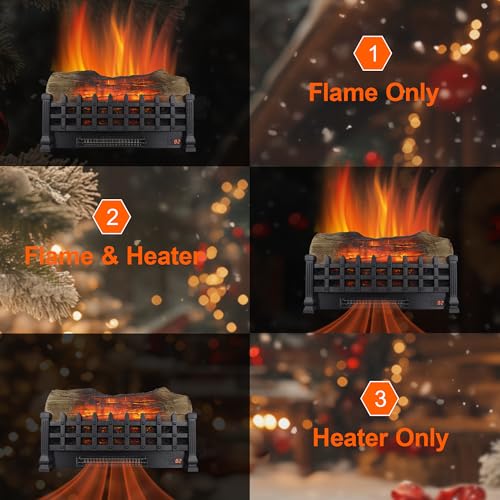 21-Inch Electric Fireplace Log Set Insert with Realistic Flame and Remote