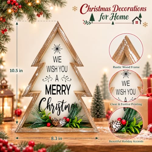 Farmhouse Christmas Tree Sign with Pinecones - Rustic Holiday Decor