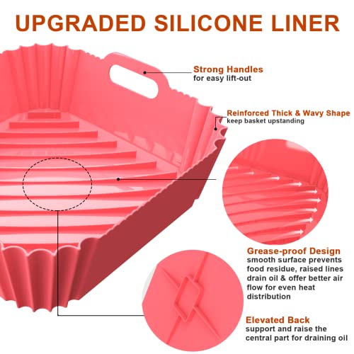 Square Silicone Air Fryer Liners - 7.1 Inch Reusable Non-Stick Basket Mat