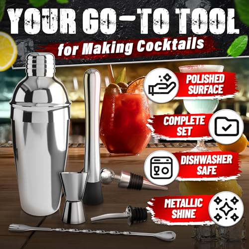 Lagarto 10-Piece Cocktail Shaker Set with Stand - Bartender Mixology Kit for Home & Bar