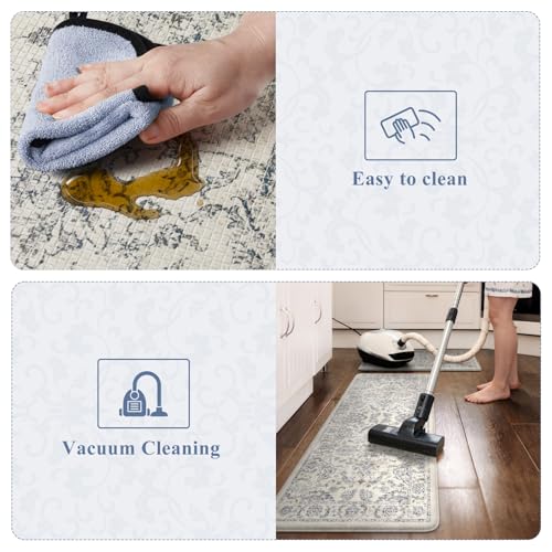 2-Piece Anti-Fatigue Kitchen Mat Set, Cushioned Waterproof Floral Floor Rugs