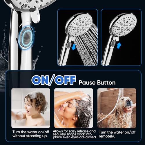 9-Spray Handheld Shower Head with 72-Inch Hose and Pause Control