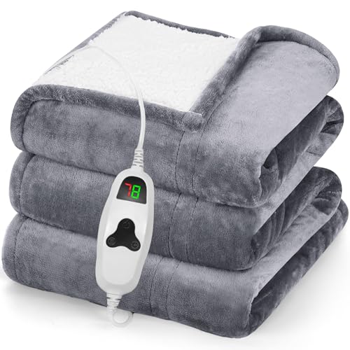 Electric Heated Throw Blanket 50x60, 10 Heat Levels & Auto-Off, Misty Grey