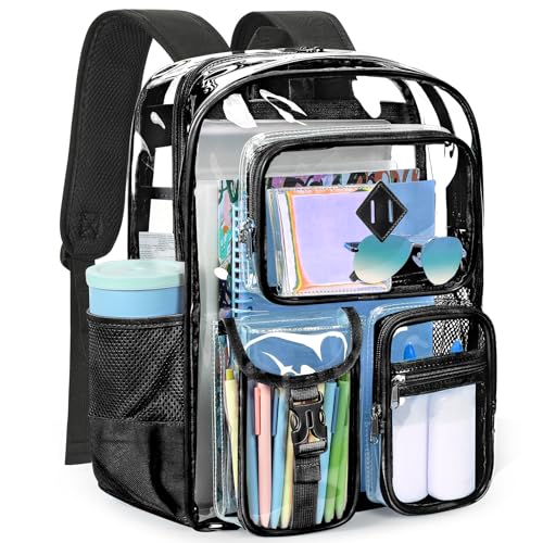 17-Inch Clear Backpack Heavy Duty Transparent Bookbag for School & Work