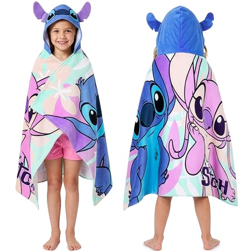 Disney Stitch Hooded Bath Towel for Kids & Teens Blue/Multi Stitch 6-14 Years