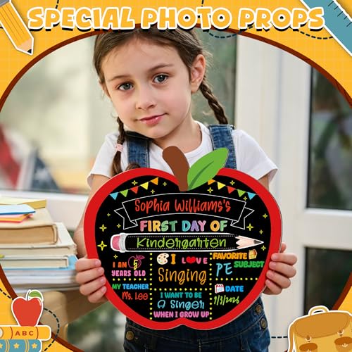 Apple-Shaped First and Last Day of School Chalkboard Sign, Reusable Photo Prop