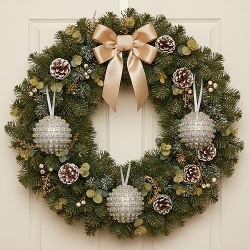 Starlight Silver 4PCS Christmas Ornaments - Iridescent Rhinestone Balls 2.68 Inch